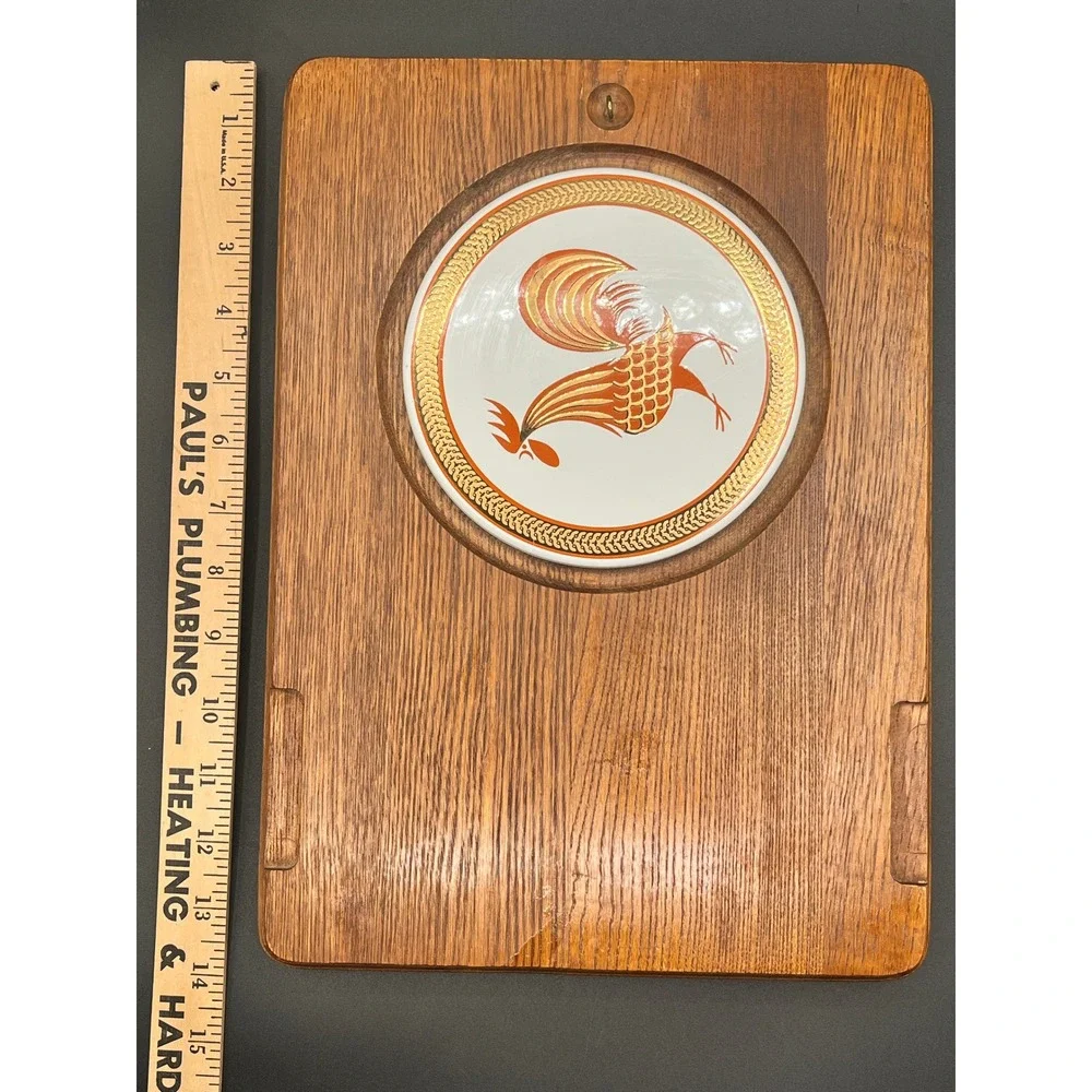 Vtg 1960s MCM Japan Charcuterie Cheese‎ Board Rooster Motif-13